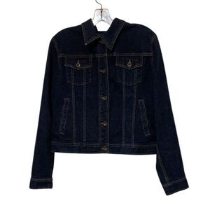 Ralph Lauren Jean Co. Blue Denim Jean Jacket Womens Size Large Dark Wash